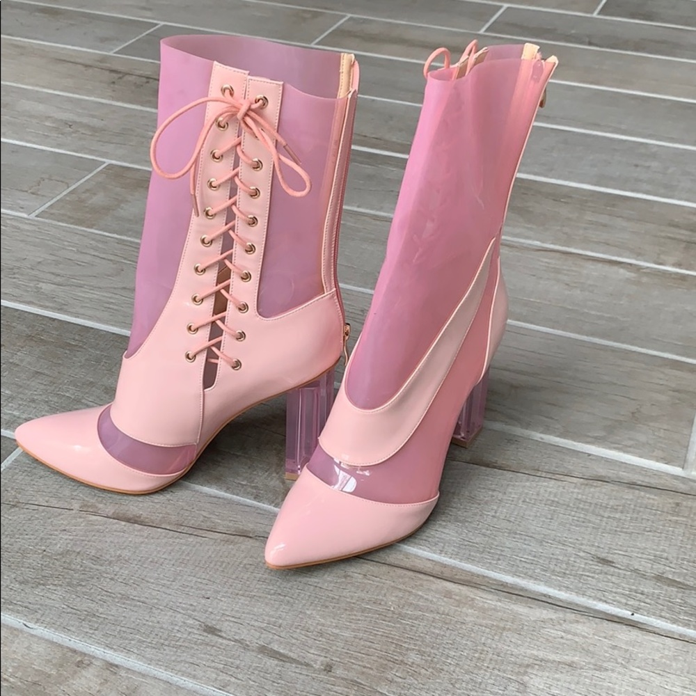 EGO PERSPEX PINK BOOTIES